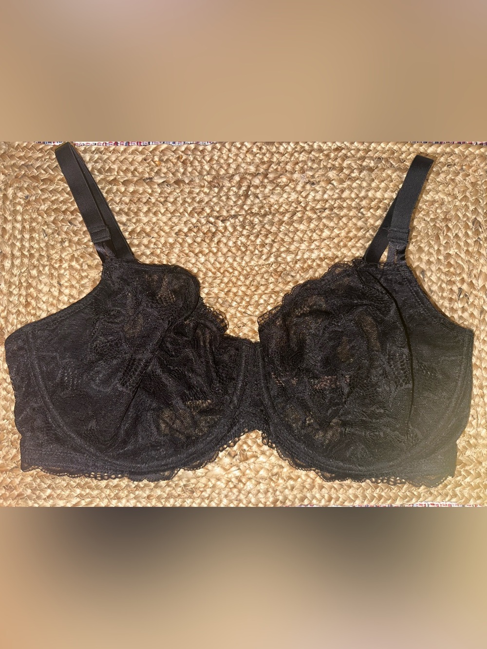 DOBREVA Black Lace Unlined Underwire Convertible Full Coverage Bra 42DD NWOT